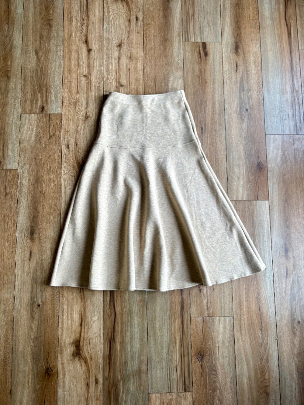 OGL FuzzLuxe Flared Maxi Skirt CashSoft Luxury Beige High Waisted Size Small